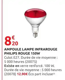 Rural Master Philips Ampoule lampe infrarouge rouge 150W offre
