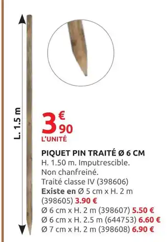Rural Master Piquet pin traité Ø 6 cm offre