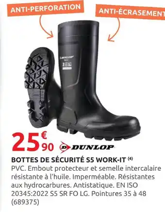 Rural Master Dunlop Bottes de sécurité S5 Work-It offre