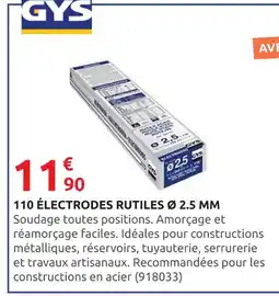 Rural Master GYS 110 électrodes rutiles Ø 2.5 mm offre