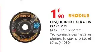 Rural Master RHODIUS Disque Inox Extra Fin Ø 125 MM offre