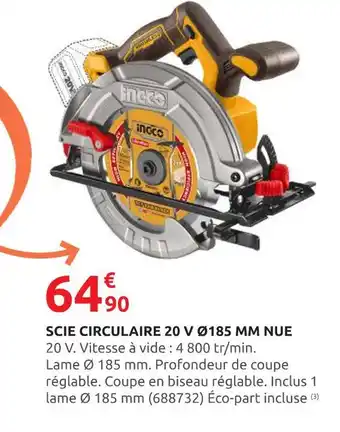 Rural Master Ingco Scie circulaire 20 V Ø185 mm nue offre