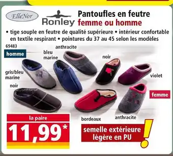 Norma RONLEY Pantoufles en feutre homme bleu marine offre
