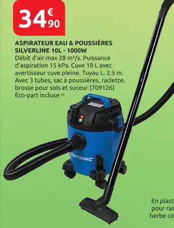 Aspirateur eau & poussières silverline 10l - 1000w