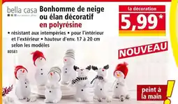 Norma BELLA CASA Bonhomme de neige décoratif en polyrésine offre