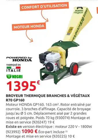 Rural Master NEGRI Broyeur thermique branches & végétaux r70 gp160 offre