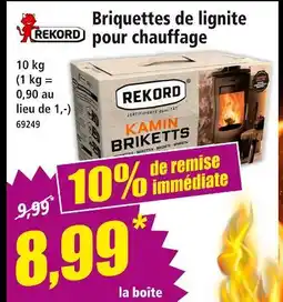 Norma REKORD Briquettes de lignite pour chauffage offre