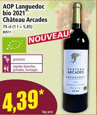 Norma CHATEAU ARCADES AOP Languedoc bio 2021 offre