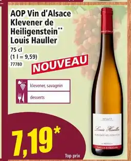 Norma Louis Hauller AOP Vin d'Alsace Kleverner de Heiligenstein offre
