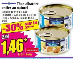 Norma ALBACORE Thon entier au naturel offre