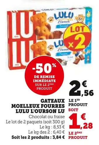 U Express LU Gateaux Moelleux Fourres Lulu L'Ourson offre