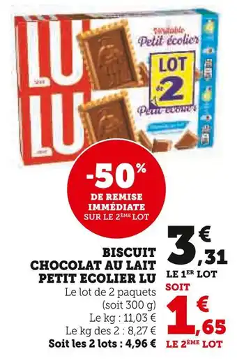 U Express LU Biscuit chocolat au lait petit ecolier offre