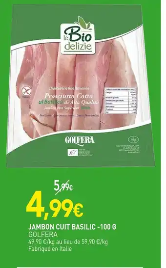 naturéO GOLFERA Jambon cuit basilic -100 g offre