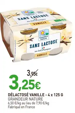 naturéO GRANDEUR NATURE Délactosé vanille - 4 x 125 g offre