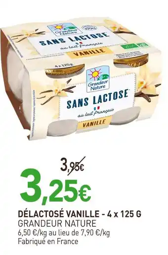 naturéO GRANDEUR NATURE Délactosé vanille - 4 x 125 g offre