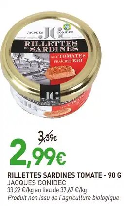 naturéO JACQUES GONIDEC Rillettes sardines tomate - 90 g offre