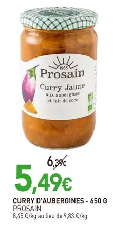 naturéO PROSAIN Curry d'aubergines - 650 g offre