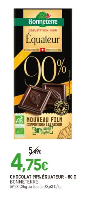 naturéO BONNETERRE Chocolat 90% équateur - 80 g offre