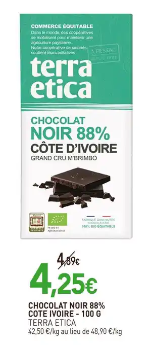 naturéO TERRA ETICA Chocolat noir 88% cote ivoire - 100 g offre
