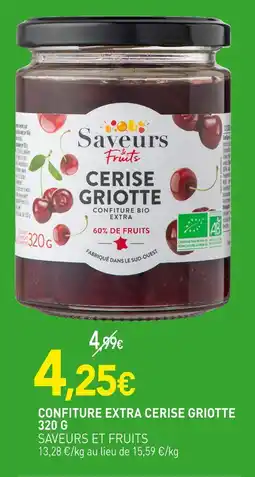 naturéO SAVEURS ET FRUITS Confiture Extra Cerise Griotte 320 G offre