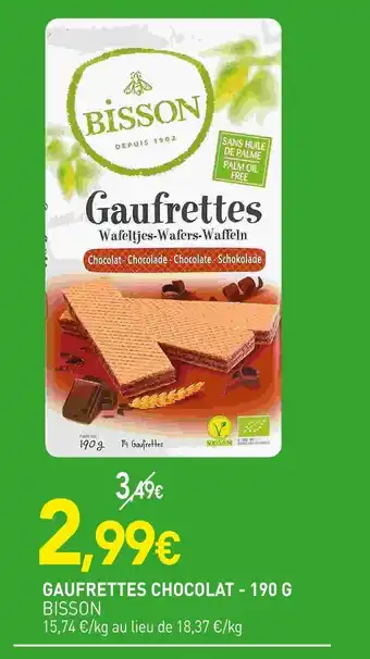naturéO BISSON Gaufrettes chocolat - 190 g offre