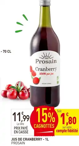 naturéO PROSAIN Jus de cranberry - 1l offre