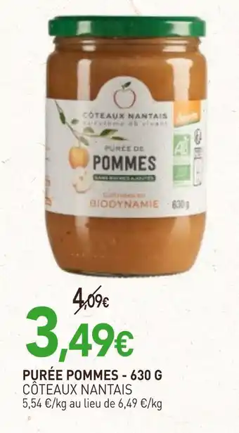 naturéO CÔTEAUX NANTAIS Purée de PURÉE POMMES - 630 G offre