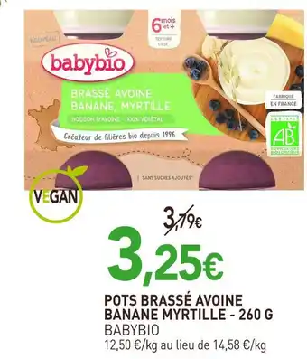 naturéO BABYBIO Pots brassé avoine banane myrtille - 260 g offre