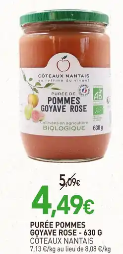 naturéO CÔTEAUX NANTAIS Purée pommes goyave rose - 630 g offre