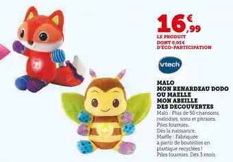 Hyper U VTECH Malo Mon Renardeau Dodo offre