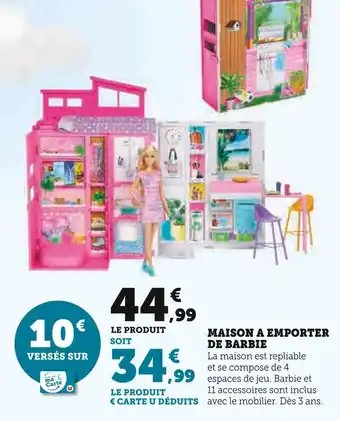Hyper U Barbie Maison à emporter de Barbie offre