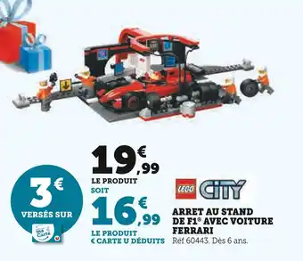 Hyper U LEGO Arret au stand de f1 avec voiture ferrari offre