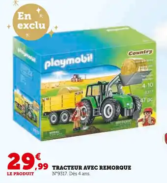 Hyper U Playmobil Tracteur avec remorque offre