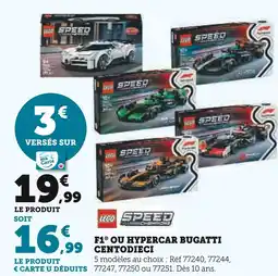 Hyper U LEGO F1 ou hypercar bugatti centodieci offre