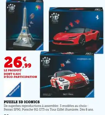Hyper U RAVENSBURGER Puzzle 3D Iconics Ferrari SF90 offre