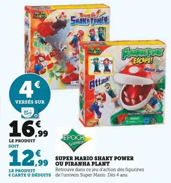 Hyper U Epoch Games Super Mario Shaky Tower ou Piranha Plant offre