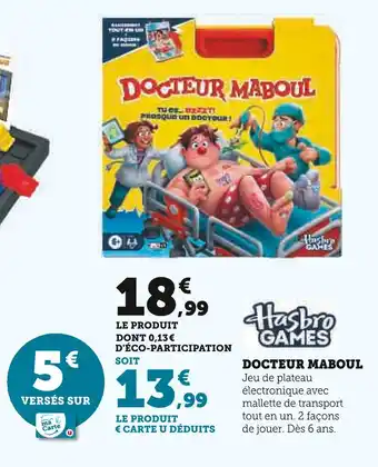 Hyper U Hasbro Games Docteur Maboul offre
