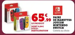 Hyper U Nintendo Paire de manettes Joycon Switch offre