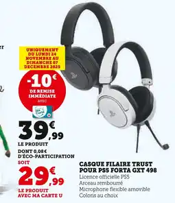 Hyper U TRUST Casque filaire pour ps5 forta gxt 498 offre