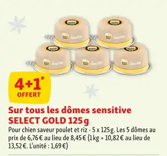 Maxi Zoo Select Gold 4+1 offert Sur tous les dômes sensitive SELECT GOLD 125 g offre