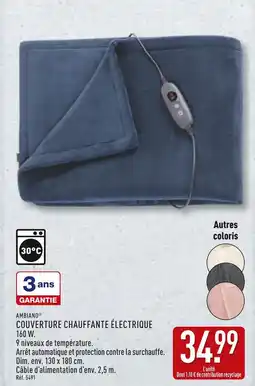 ALDI Ambiano Couverture chauffante électrique 160 W offre