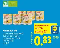 Lidl Freshona Maïs doux Bio offre