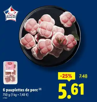 Lidl 6 paupiettes de porc offre
