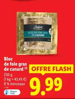 Lidl DELUXE Bloc de foie gras de canard offre