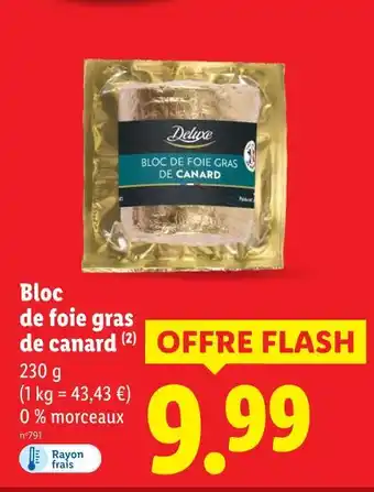 Lidl DELUXE Bloc de foie gras de canard offre