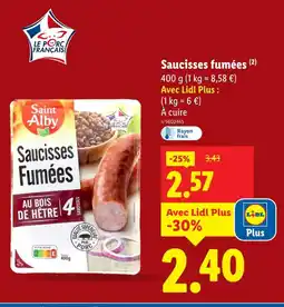 Lidl Saint Alby Saucisses fumées offre