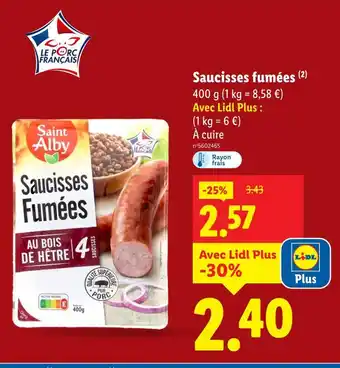 Lidl Saint Alby Saucisses fumées offre