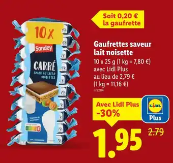 Lidl SONDEY Gaufrettes saveur lait noisette offre