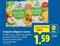 Lidl VERGES GOURMANDS Compote allégée en sucres offre
