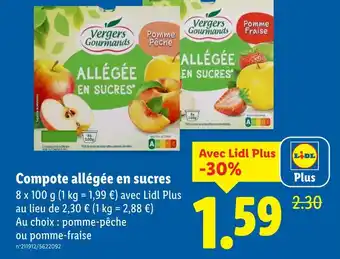 Lidl VERGES GOURMANDS Compote allégée en sucres offre